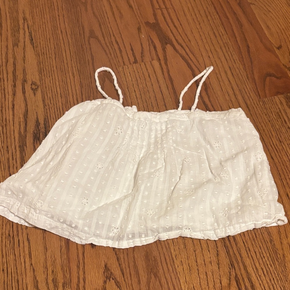 Nasty Gal white daisy eyelet crop top